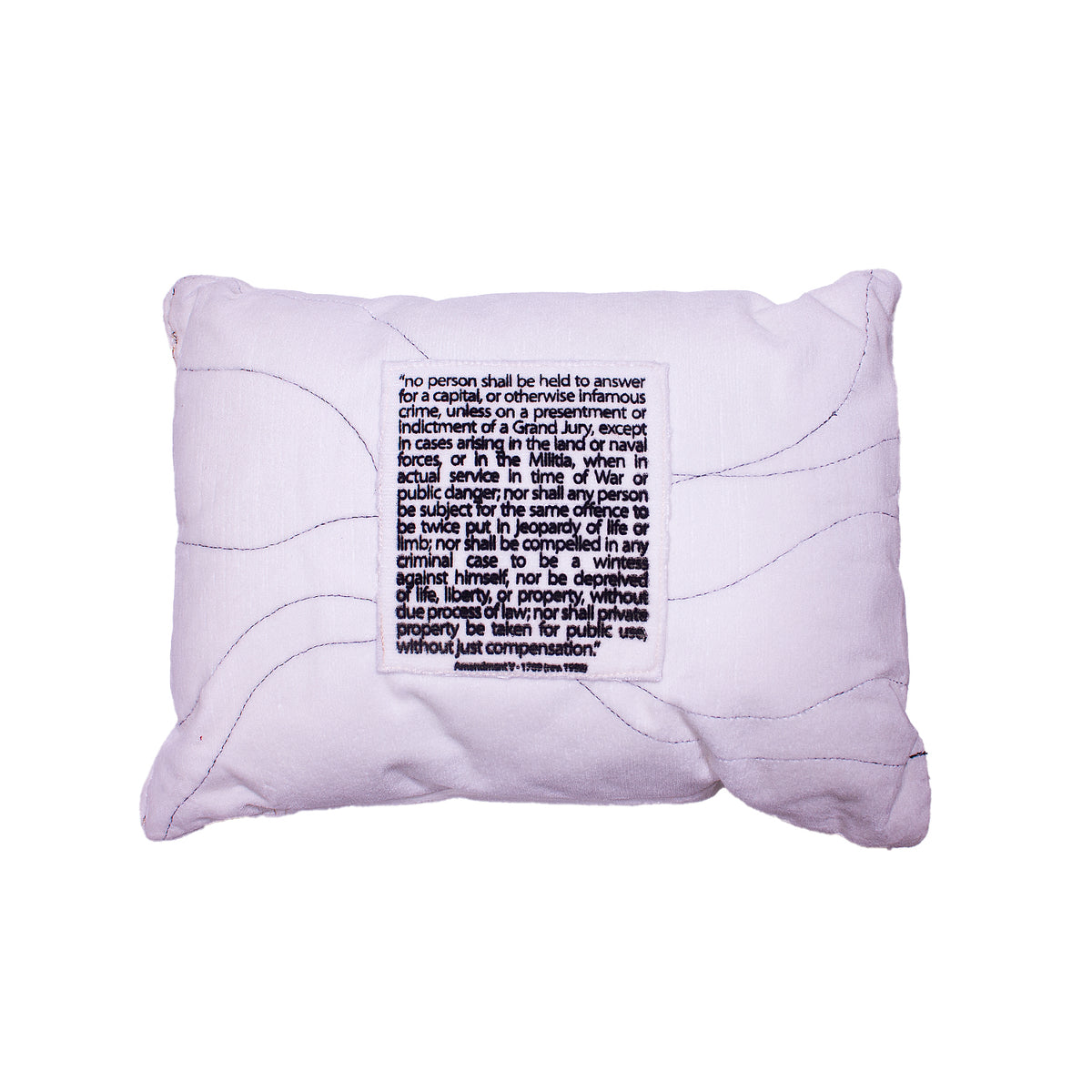 front of a pillow the U.S. 5th amendment screen printed 