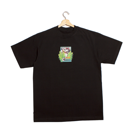 front of t-shirt of a graphic of a football card of running back Ricky Willaims of the Miami Dolphins running through a crop of cannabis plants.