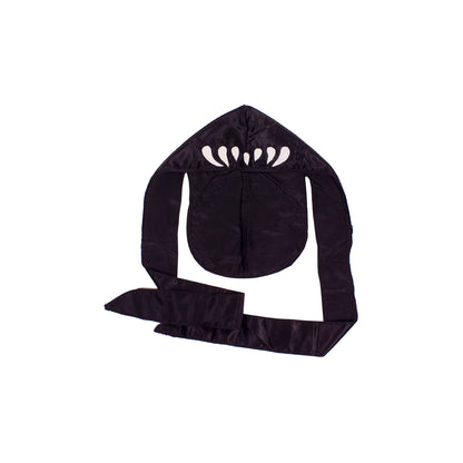 front of a du-rag with teeth sewn on